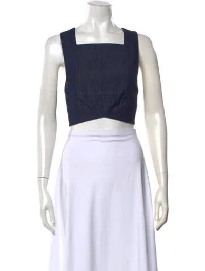 Pre-owned Tibi Square Neckline Sleeveless Crop Top W/ Tags In Black