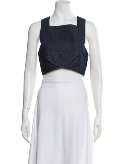 Pre-owned Tibi Square Neckline Sleeveless Crop Top W/ Tags In Blue