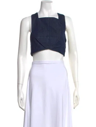 Pre-owned Tibi Square Neckline Sleeveless Crop Top W/ Tags In Blue