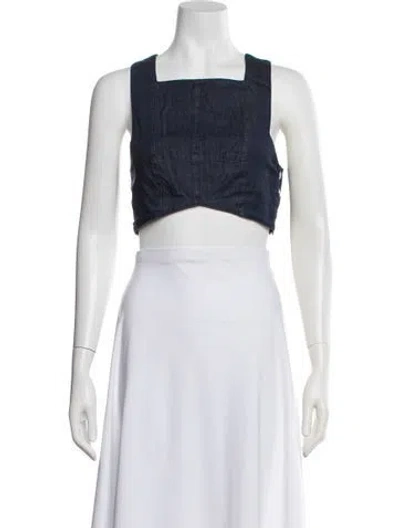 Pre-owned Tibi Square Neckline Sleeveless Crop Top W/ Tags In Blue