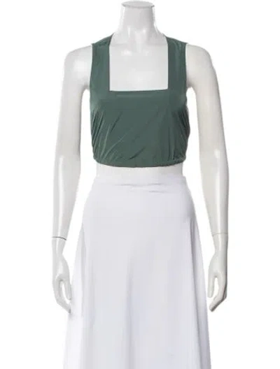Pre-owned Tibi Square Neckline Sleeveless Crop Top W/ Tags In Blue/green/neutrals