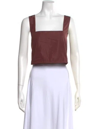 Pre-owned Tibi Square Neckline Sleeveless Crop Top W/ Tags In Brown