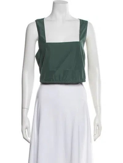 Pre-owned Tibi Square Neckline Sleeveless Crop Top W/ Tags In Green