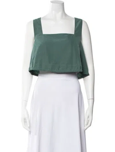Pre-owned Tibi Square Neckline Sleeveless Crop Top W/ Tags In Green