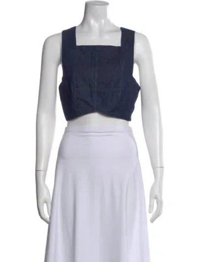 Pre-owned Tibi Square Neckline Sleeveless Crop Top In White