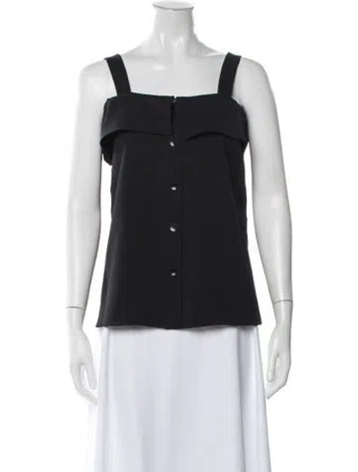 Pre-owned Tibi Square Neckline Sleeveless Top In Black