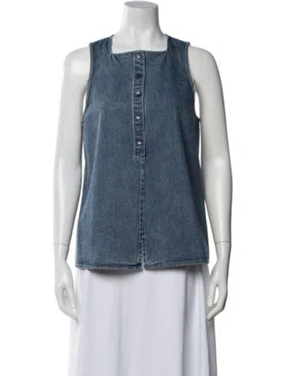 Pre-owned Tibi Square Neckline Sleeveless Top In Blue