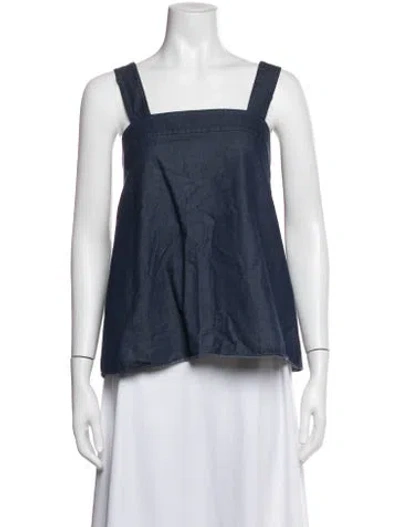 Pre-owned Tibi Square Neckline Sleeveless Top In Blue