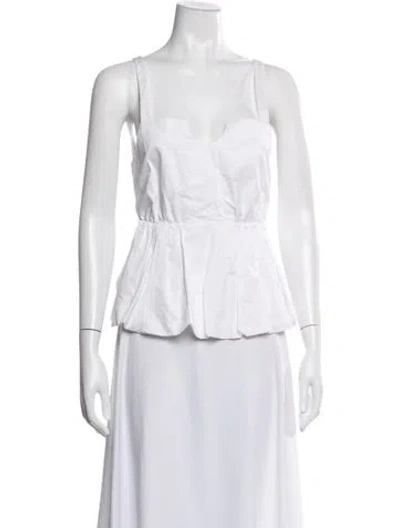 Pre-owned Tibi Square Neckline Sleeveless Top In White