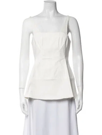 Pre-owned Tibi Square Neckline Sleeveless Top In White