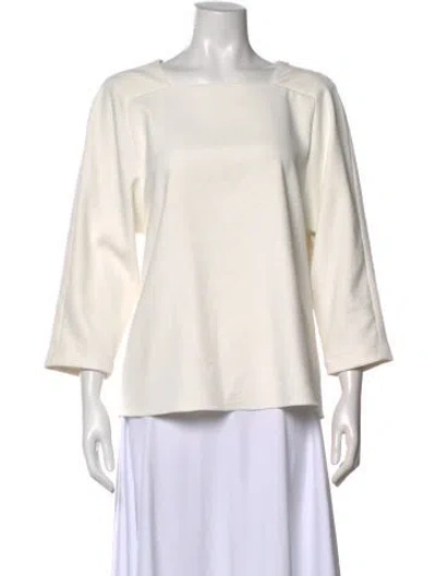 Pre-owned Tibi Square Neckline Three-quarter Sleeve Top In Neutral