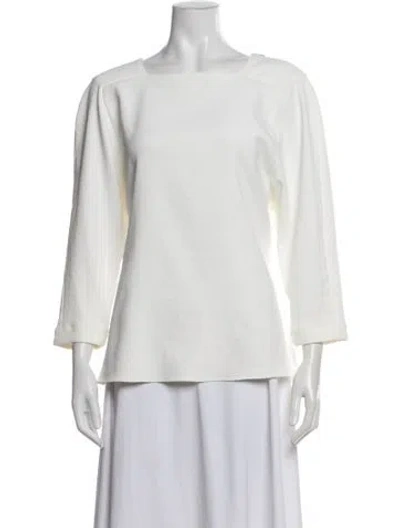 Pre-owned Tibi Square Neckline Three-quarter Sleeve Top In White