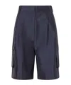 Tibi Stella Shell Cargo Shorts In Blue
