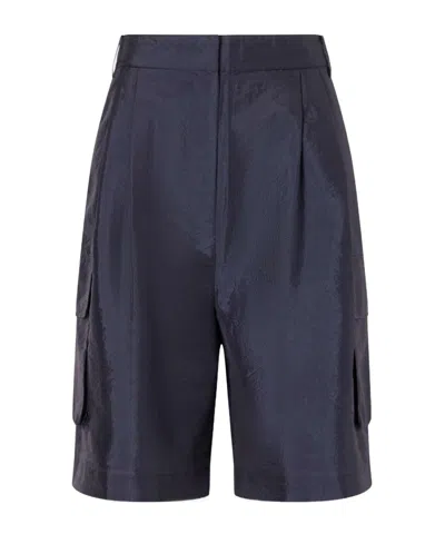 Tibi Stella Shell Cargo Shorts In Blue