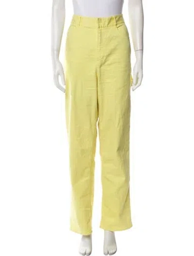 Pre-owned Tibi Straight Leg Pants In Yellow