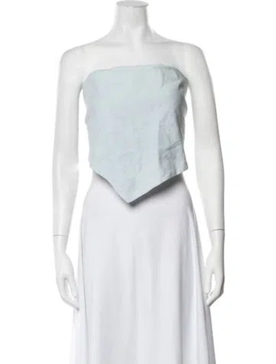 Pre-owned Tibi Strapless Crop Top In Blue