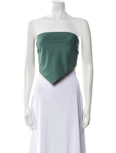 Pre-owned Tibi Strapless Crop Top In Green