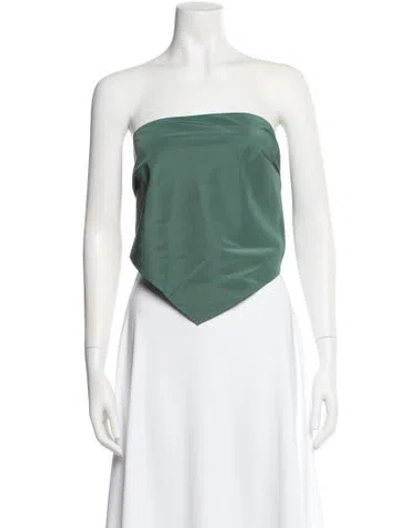Pre-owned Tibi Strapless Crop Top In Green