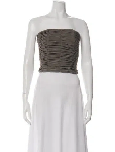 Pre-owned Tibi Strapless Crop Top In Green