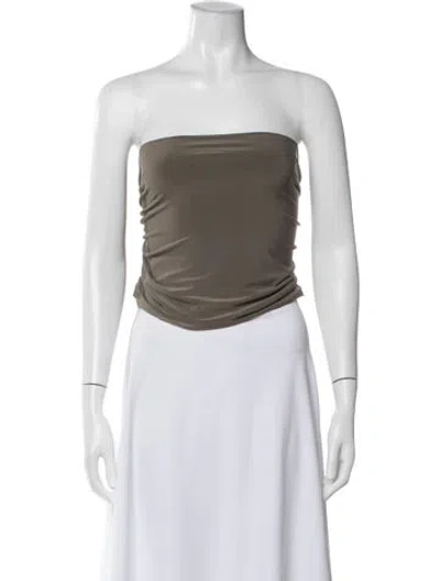 Pre-owned Tibi Strapless Crop Top In Green