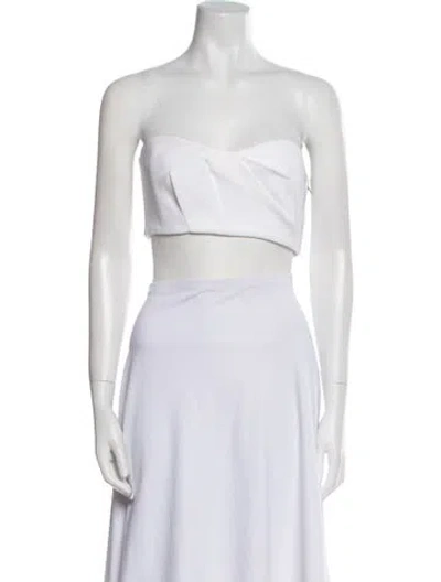 Pre-owned Tibi Strapless Crop Top In White