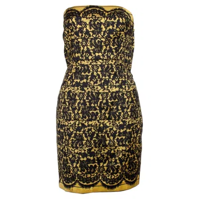 Pre-owned Tibi , Strapless Dress With Lace Print In Black