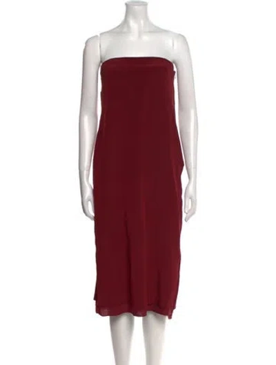 Pre-owned Tibi Strapless Knee-length Dress In Burgundy