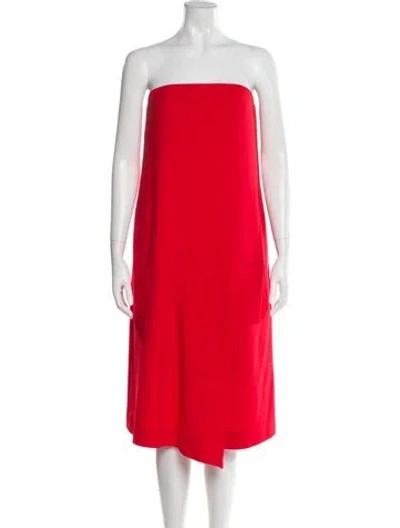 Pre-owned Tibi Strapless Knee-length Dress In Orange