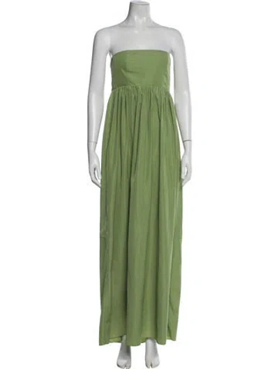 Pre-owned Tibi Strapless Long Dress In Green