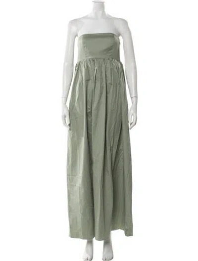 Pre-owned Tibi Strapless Long Dress In Green