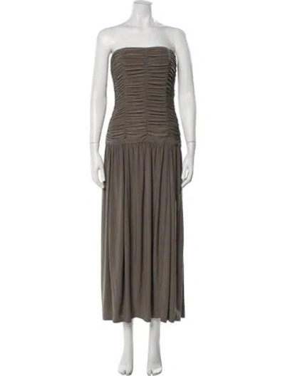 Pre-owned Tibi Strapless Long Dress In Green
