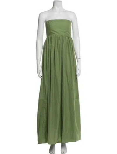 Pre-owned Tibi Strapless Long Dress W/ Tags In Green