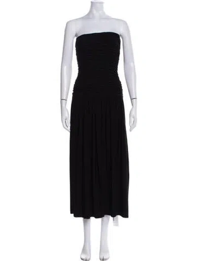 Pre-owned Tibi Strapless Midi Length Dress In Black