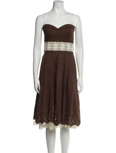 Pre-owned Tibi Strapless Midi Length Dress In Brown