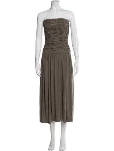 Pre-owned Tibi Strapless Midi Length Dress In Green