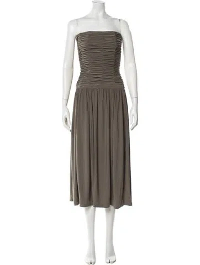 Pre-owned Tibi Strapless Midi Length Dress In Green