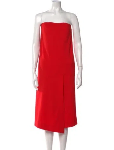Pre-owned Tibi Strapless Midi Length Dress In Orange