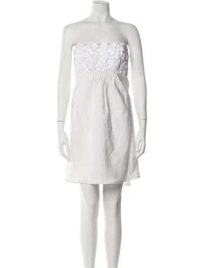 Pre-owned Tibi Strapless Mini Dress In White