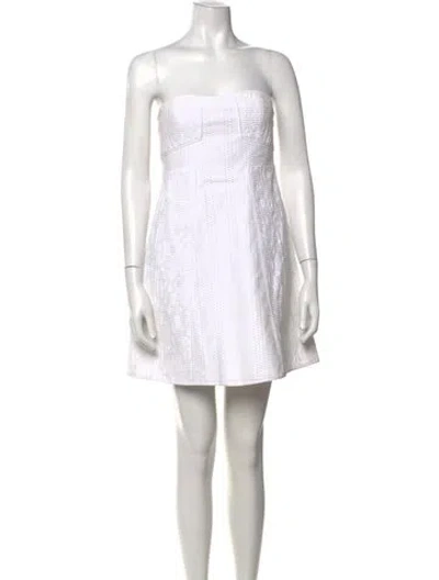 Pre-owned Tibi Strapless Mini Dress In White