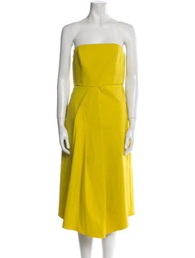 Pre-owned Tibi Strapless Mini Dress In Yellow