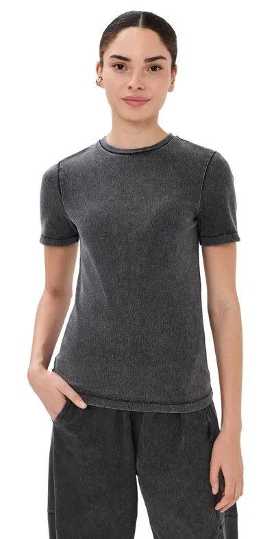 Tibi Stretch Denim Baby T Black In Gray