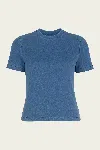 Tibi Stretch Denim Baby T-shirt In Classic Wash In Blue