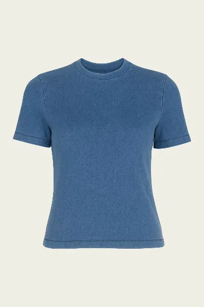 Tibi Stretch Denim Baby T-shirt In Classic Wash In Blue