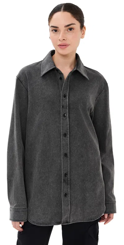 Tibi Stretch Denim Easy Shirt Black In Gray