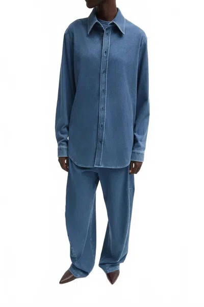 Tibi Stretch Denim Easy Shirt In Classic Wash In Blue