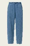 Tibi Stretch Denim Knit Winslow Pant In Classic Wash In Blue