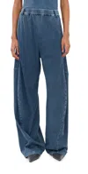 Tibi Stretch Denim Knit Winslow Pants Classic Wash In Blue