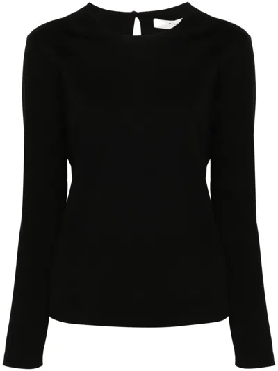 Tibi Stretch-design Longsleeved T-shirt In Black