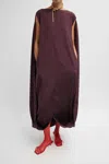 Tibi Stretch Silk Nylon Wide Neck Cape Dress In Malbec