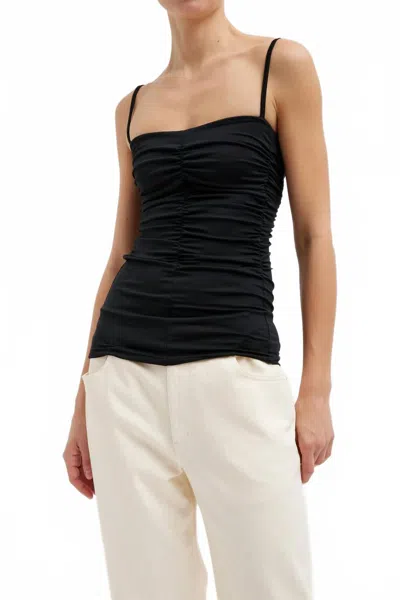Tibi Stretch Tech Knit Shirred Cami In Black
